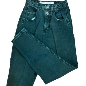 Vintage 80-90's Zena Jeans Sz 8 Green High Rise Mom Tapered Pants 2 Button Baggy